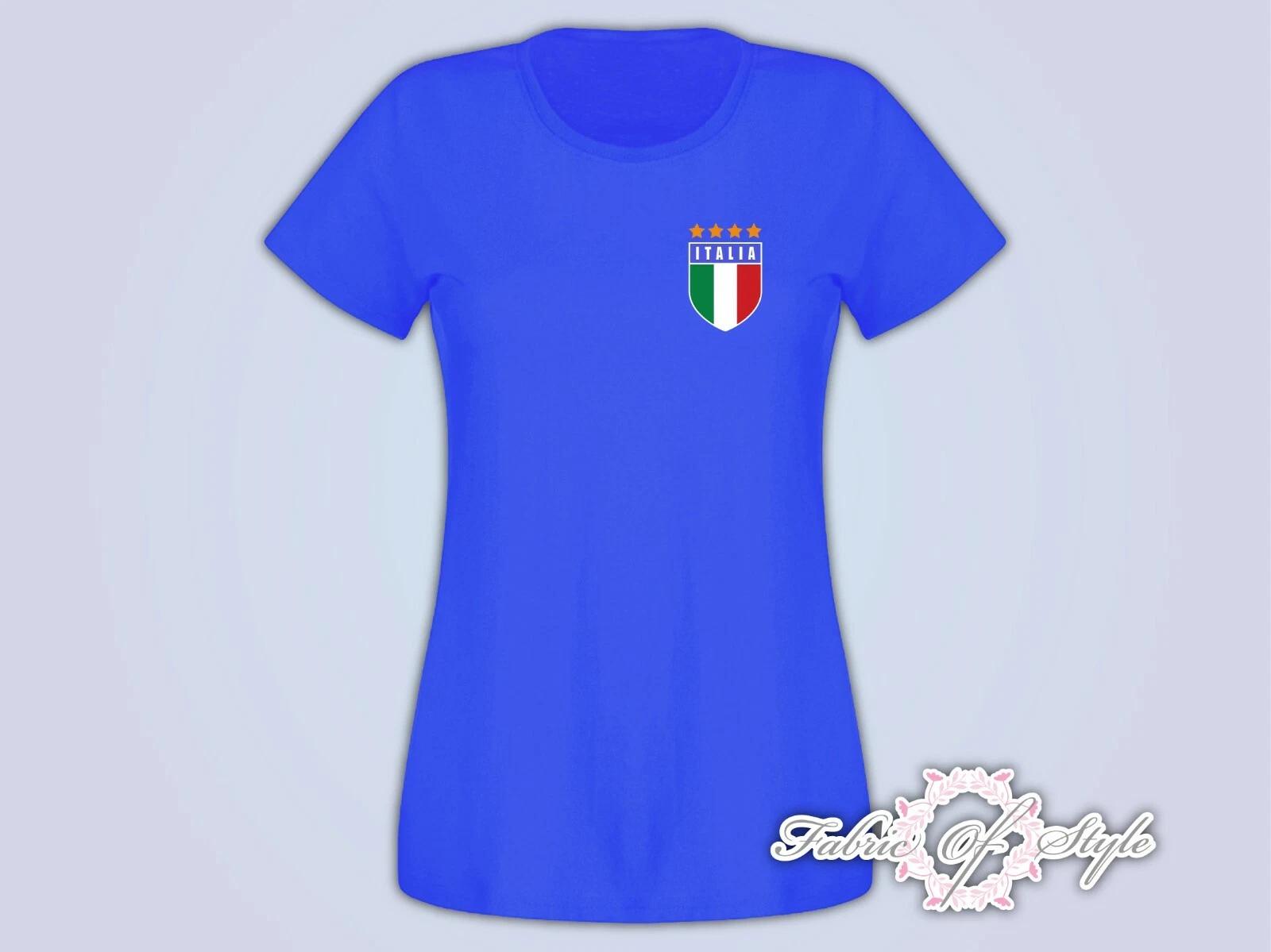 Retro Italy Football T Shirt Italia Italia T- Shirt Female Royal Blue S