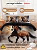 Animal Horse Bedding Sets Powerful Wildlife Hyper-Realisti Style 3PCS Duvet Cover 2Pillowcases For Kids Adult Home Decoration