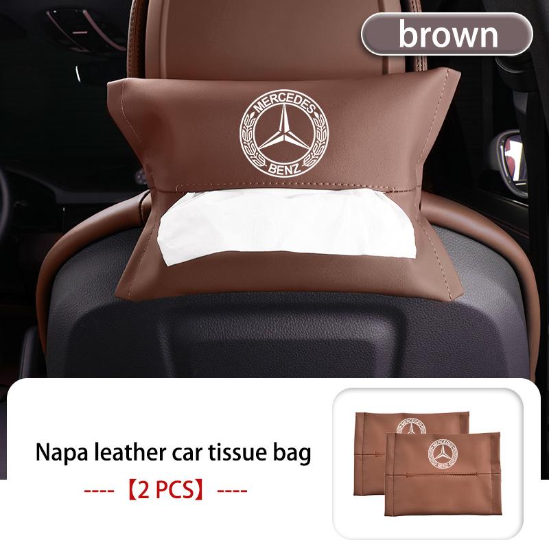 For Benz Car Armrest Box Seat Back Hanging Tissue Bag Cover Tissue Storage Accessories AMG W213 W124 W108 W126 Exclusive W204