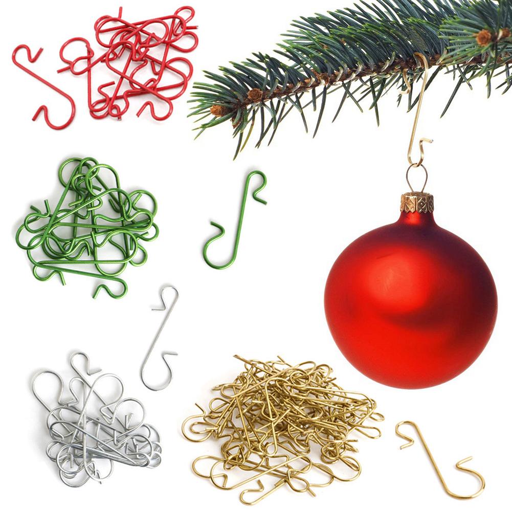 S-Shape Hanger Christmas Hook 100pcs Christmas Day Christmas Stocking Christmas Tree Decoration Hook Seasonal Décor