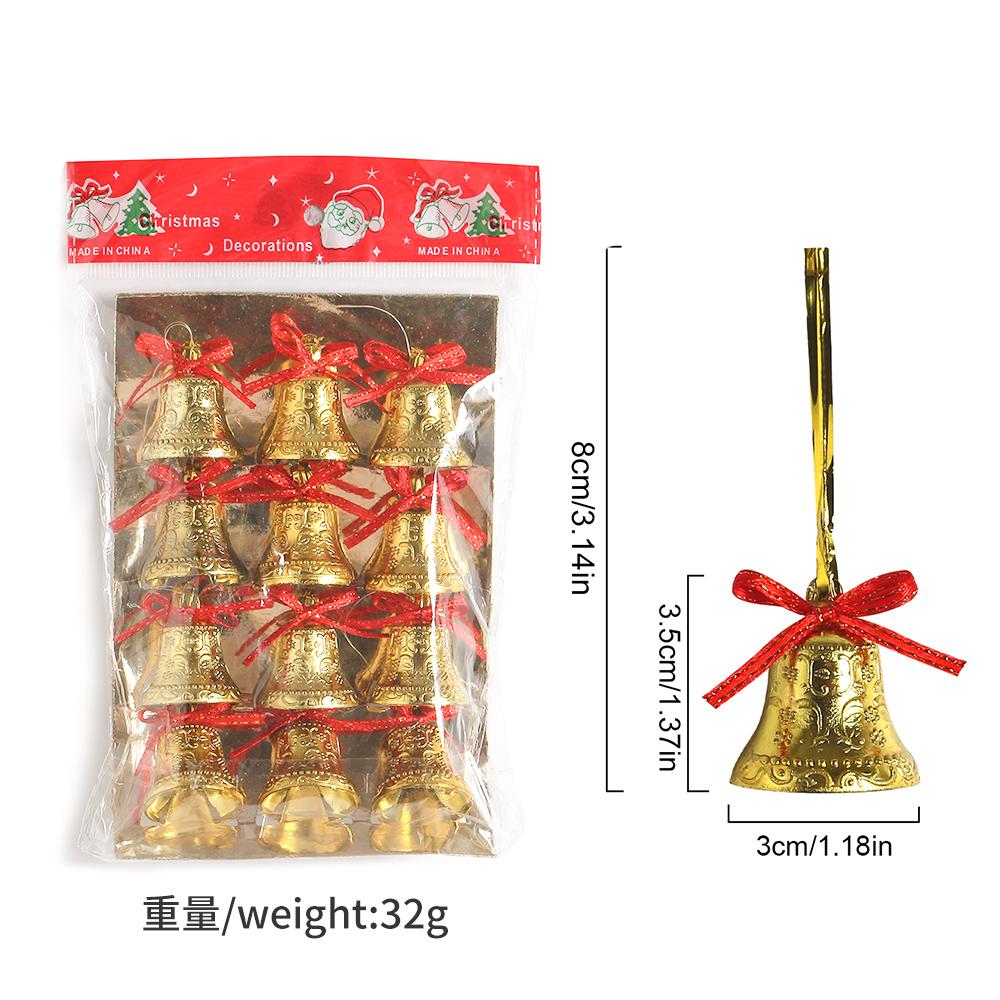 

12Pcs 3.5CM Gold Bell Hanging Christmas Tree Decoration Pendant for Home Decor Party Supplies Ornament New Year 2025 Navidad