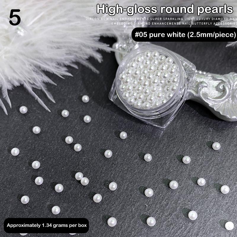 1 Scatola di Perle Stereoscopiche Mini Perle Rotonde Accessorio Decorativo per Pittura Unghie Patch Diamante per Unghie
