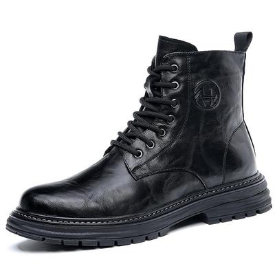 2025 Men's Genuine Leather High Top Martin Boots, Trendy Thick-Soled, Retro British Style, Plus Velvet.
