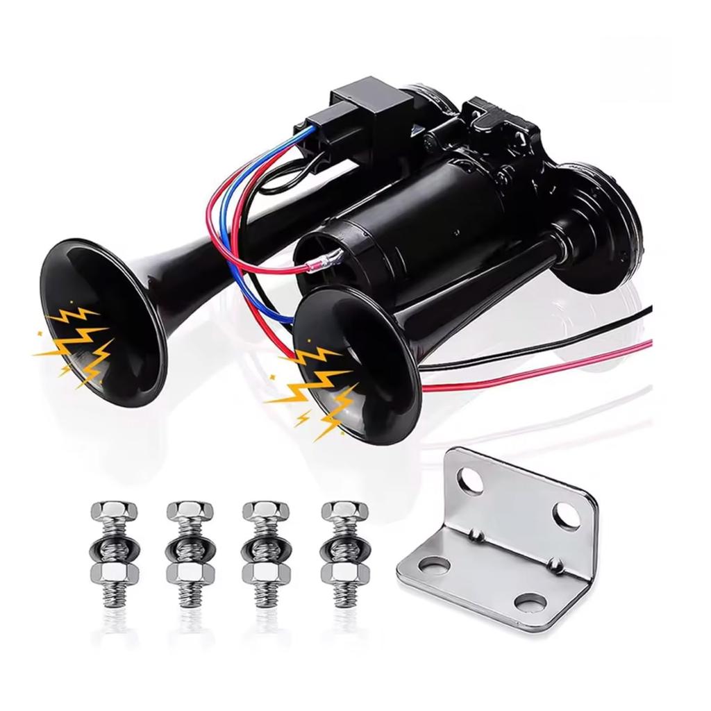 Hyack Air Horn, High-Volume Air Horn, Yankee-Style Horn, Car Horn, Bear-Repellent Horn, Dolce (24V Black)