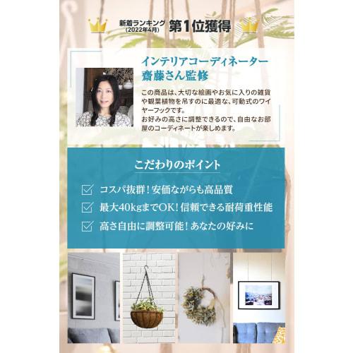 Road Clover Picture Rail with Wire Hooks, Separate Type [Designed by an Interior Coordinator], 40kg Weight Capacity, Adjustable Height (1 or 5 0.5m Ho