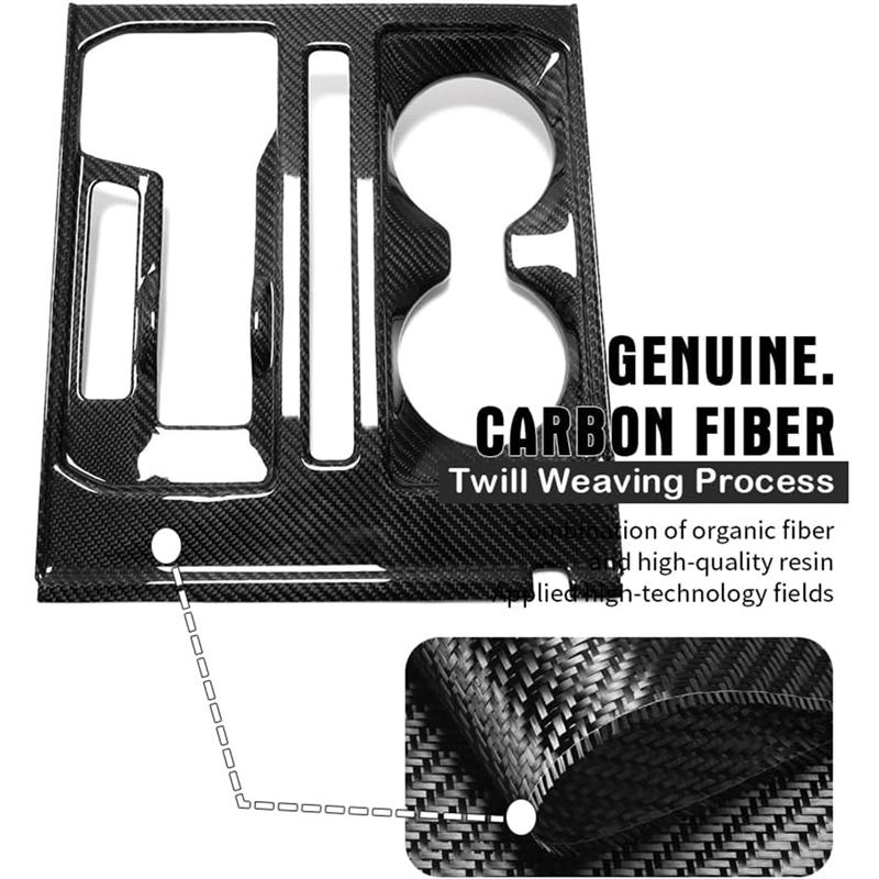 Center Console Accessory Set-Gear Shift Cup Holder Panel Cover Trim In Carbon Fiber For Ford F150 Raptor -2024 Carbon Fiber Pattern