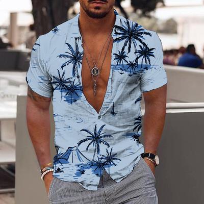 Herren 3D Urlaub Karneval Druck Hemd Knopfhemd Freizeithemd Sommerhemd Kurzarm Tägliche Urlaubskleidung Mode Lässig und Bequem