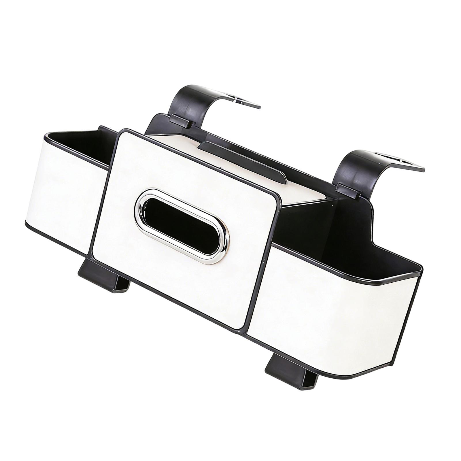 

Car Rear Seat Storage Box With Cup Holder Tissue Box Trash Bin and Hook Backseat Organizer For Road Trips