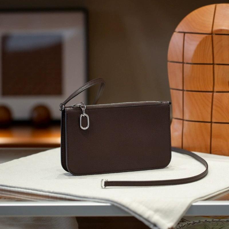 Новая кожаная женская сумка из кожи с узором под козу, свиной нос, сумка через плечо, на предплечье, через тело 20.5 x 12 x 4.2 (cm) эбеновый