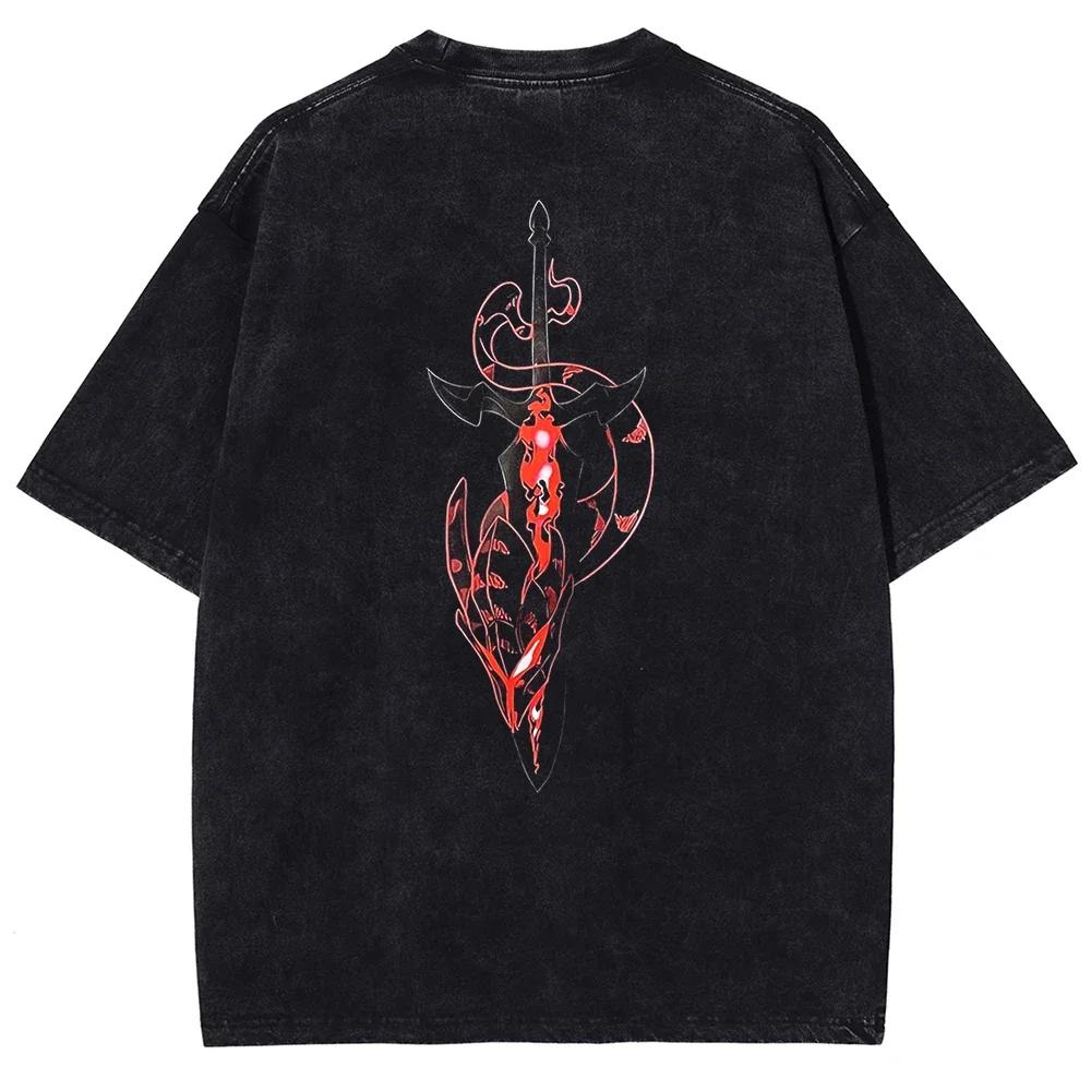 ARISE Solo Leveling T-shirt Maglietta Grafica Manga T-shirt in Cotone Lavato Vintage Manica Corta Oversize Uomo Donna Abbigliamento