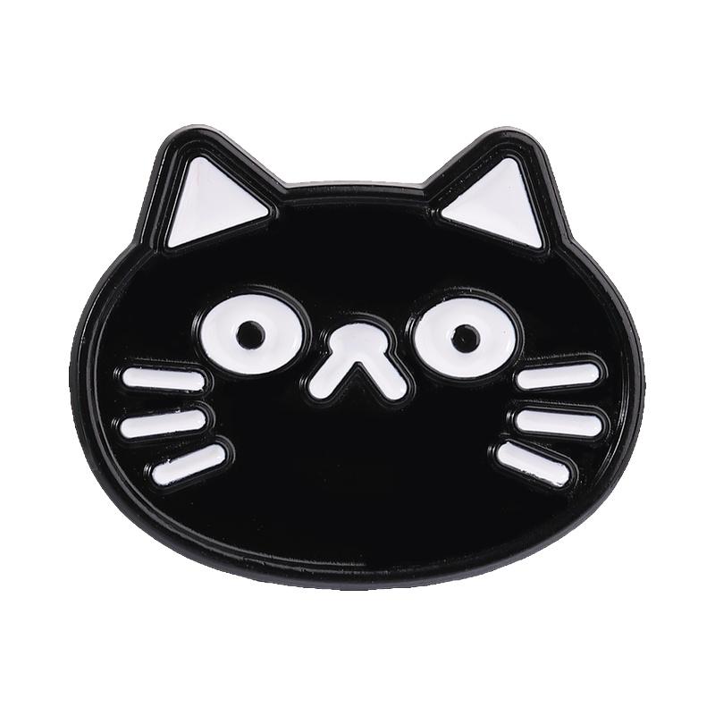 Black Cat and Fishbone Enamel Pins Minimalist Animals Brooches Lapel Badge Monochrome Design Jewelry Gift for Friends