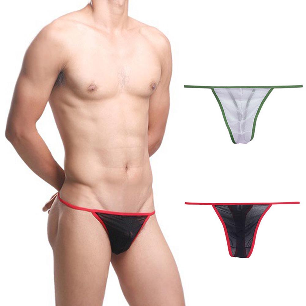 Men Stretch Low Rise Bulge Pouch Bikini Brief Triangle T Back G String Underwear