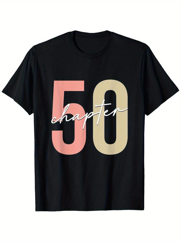 Vintage Birthday T-shirt Material Black with Pink and Beige Design Casual Short-sleeved Round-neck T-shirt for Men, Wome