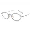 Decorative Rhinestone Oval Sunglasses Women's Vintage Designer Sun Glasses Metal Frame Women Fashion Eyewear Gafas De Sol