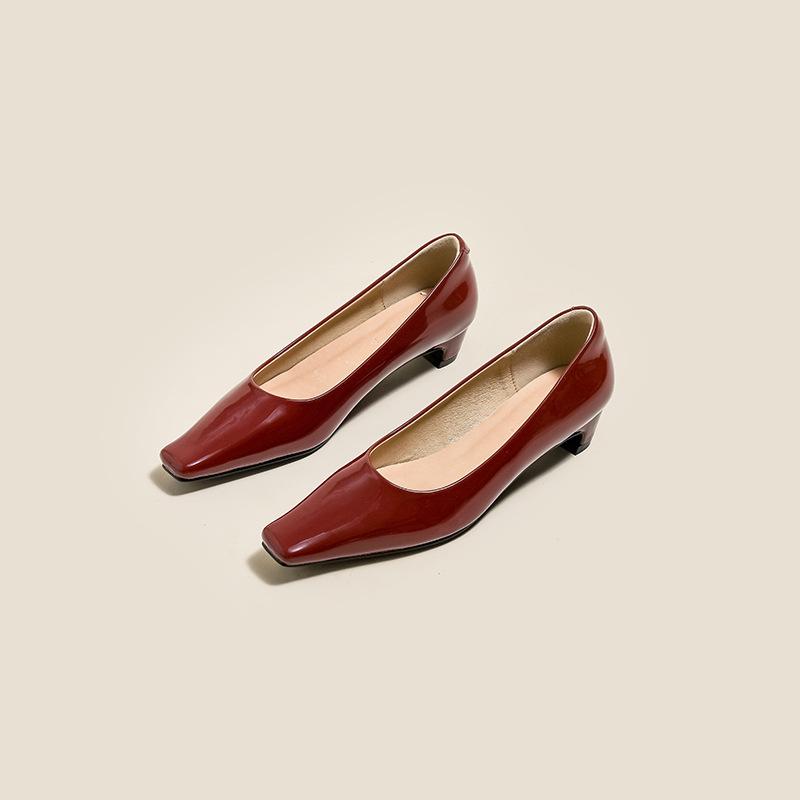 Yuanlitong spring new high heels women's French light luxury high-end women's shoes soft sole not tired feet shallow mouth leather shoes