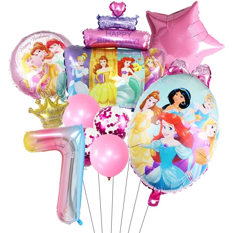 

Princess Cinderella Belle Mermaid Balloons 32Inch Number Birthday Party Decor Itemation Princess Helium Balloon Set Girls Baby Shower Princess