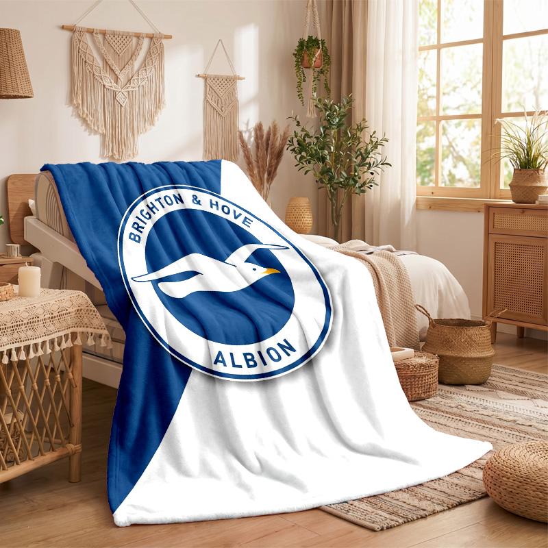 Brighton & Hove Albion Football Print Flannel Blanket Soft Warm Sofa Bed Throw Blanket For Home Office Bedroom