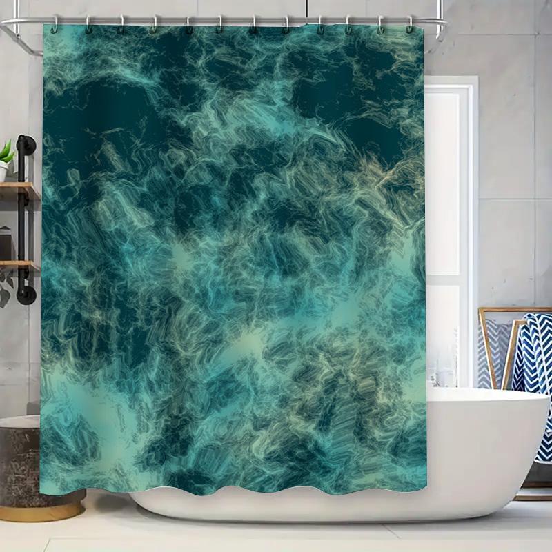 

High Quality Digital Printed Shower Curtains Waterproof Bathroom Decor Modern Blue Green White Pattern Fabric Shower Screens 3D 90x180cm