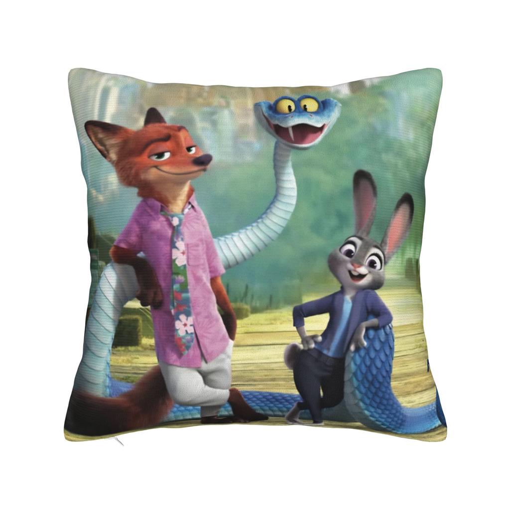 Gary Judy Nick Quadratische Kissenbezüge Zootopia Film Kissenbezüge Modischer Dekorativer Kissenbezug mit Reißverschluss für das Bett 18"