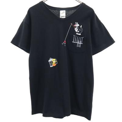 WARNER BROS. STUDIO STORE 90s Looney Tunes Tweety Sylvester Παλιό Κοντομάνικο V-neck T-shirt Ανδρικό Μεταχειρισμένο