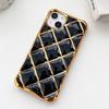 For iPhone 13 TPU Case Diamond Pattern Phone Cover Electroplating Golden Edge
