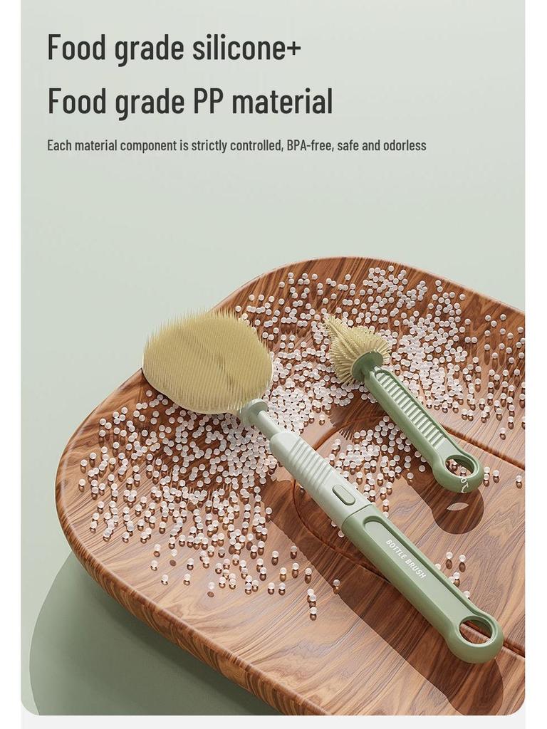 Silicone Baby Bottle & Nipple Brush Set - Portable, Multi-Functional Cleaning Tool for Bottles, Cups & Containers