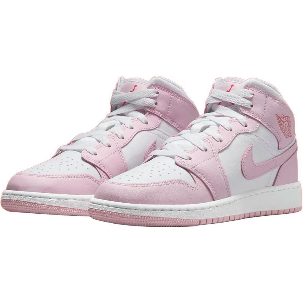 Air Jordan 1 Mid GS Valentine's Day Pink Foam Fire Red White Kids' Shoes DQ8423-608