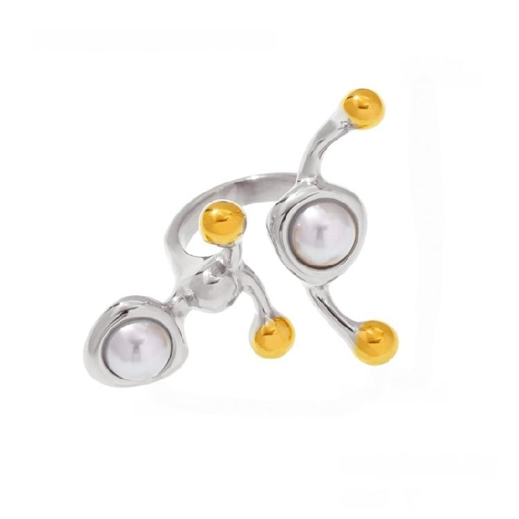 

Contemporary C Shape Natural Crystal Ring Stainless Metal Band Multiple Color Options Comfortable 3.5cm Length