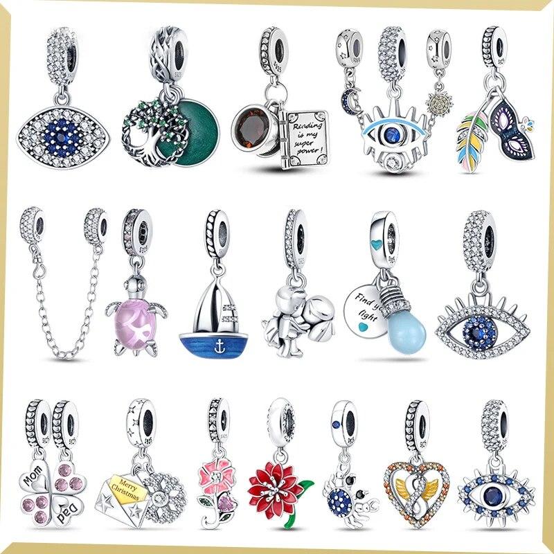 

Новый 925 пробы серебро демон глаза черепаха бусины цветок подвеска подходит DIY ювелирных изделий