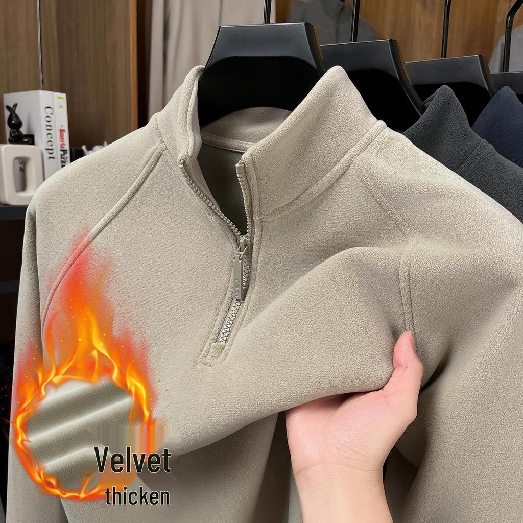 Men's Winter Double-Sided Fleece Half-Zip Long-Sleeve T-Shirt (2025 Collection)