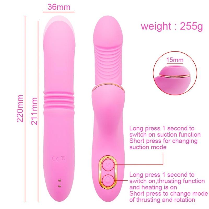 Powerful Telescopic Rabbit Vibrator with Sucking Heating G-Spot Stimulate  Famale Erotic Gadgets Vibration Massagers In Girls