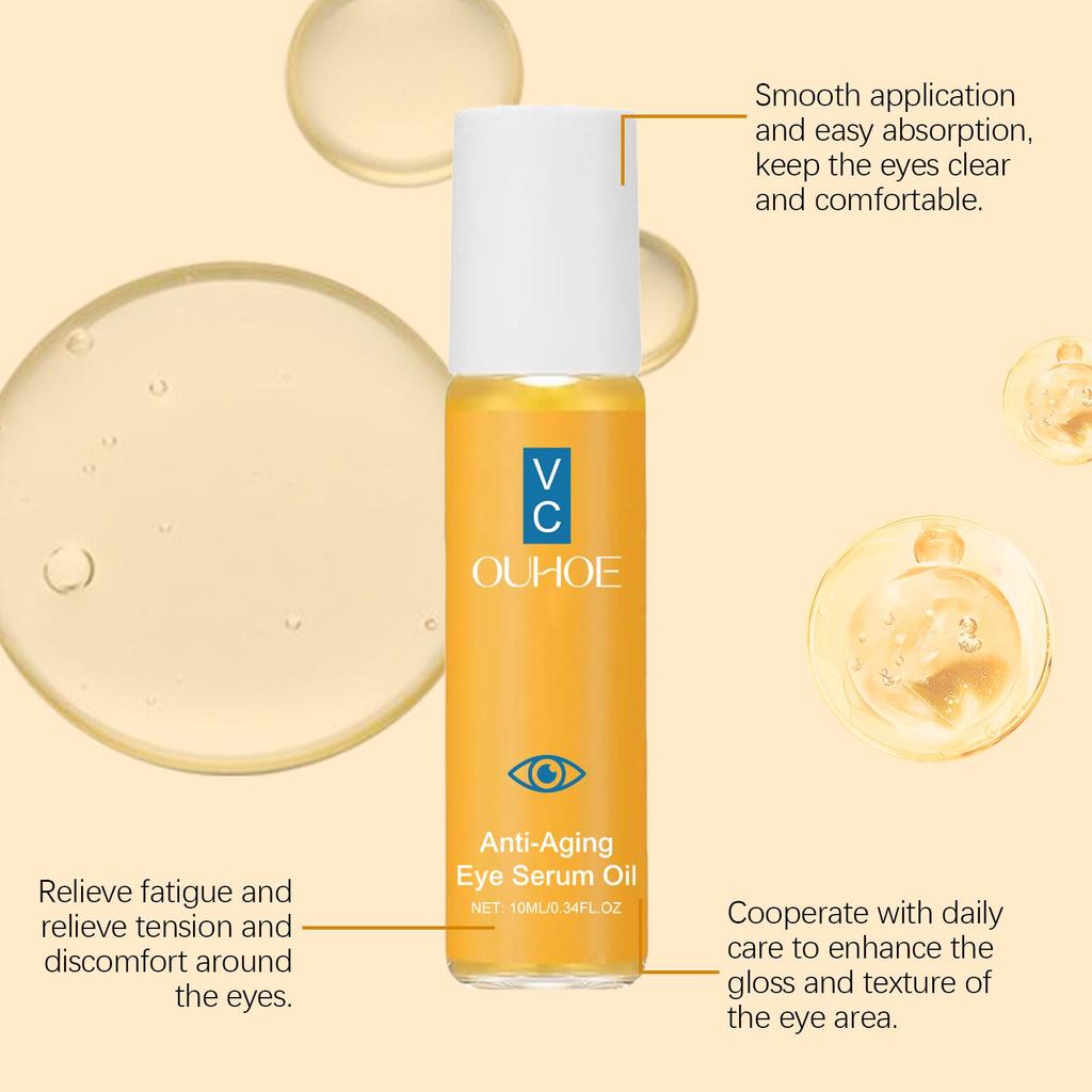 Anti Aging Eye Essence Oil Firming Brightening Reduce Wrinkle Fade Fine Lines Remove Puffiness Hydrating Smooth VC Eye Serum Oil