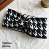 New headgear, thousand bird grid wool hair band, women's wide edge confinement headscarf, cross autumn and winter going out headband