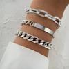 3PCS Fashion Thick Chain Link Bracelets for Women Vintage Snake Chain Gold Color Silver Color Bangles Bracelets Set Punk Jewelry