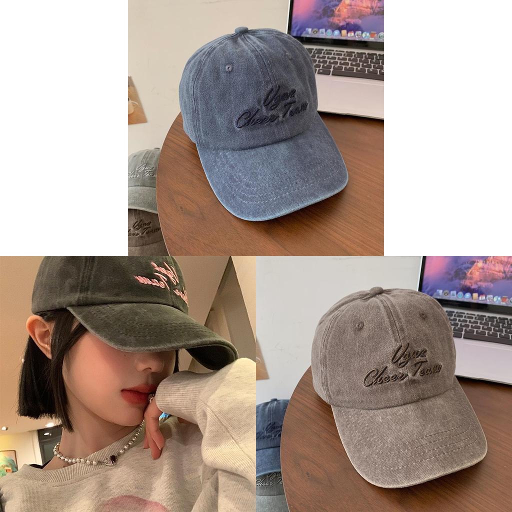 Casual Embroidered Denim Baseball Cap With Wide Brim For Summer Sun Protection