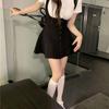 Black Slimming A-Line Mini Dress with High Waist Overalls for Women - Spring/Summer Collection