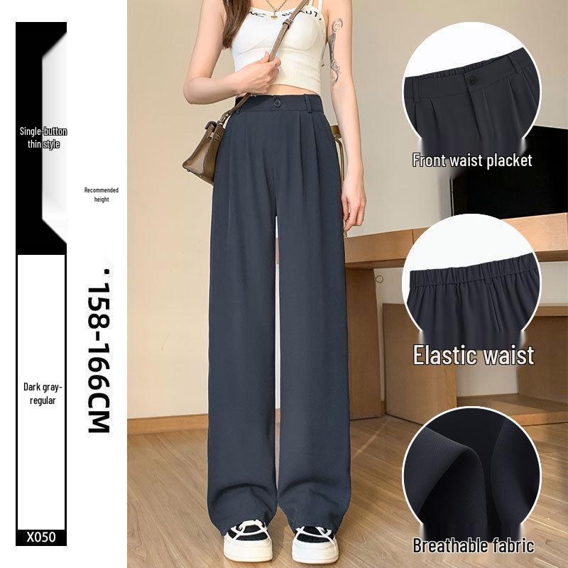 Ice Silk High Waist Chiffon Wide Leg Pants - Women's Summer Korean Style