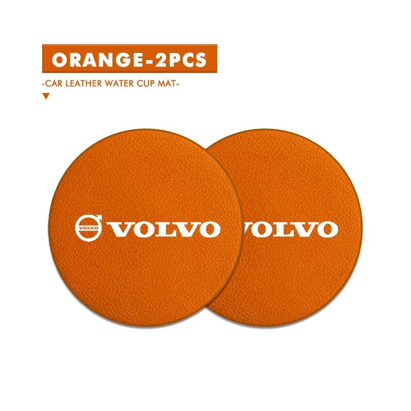 2pcs Car Cup Coaster High Quality Colorful Non Slip Pad Parts For Volvo AWD XC60 S40 XC40 XC90 C30 C70 S60 S80 S90 T6 V40 V50