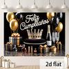 2D Flat 1 Piece Luxury Birthday Party Backdrop Banner for Living Room, Bedroom, Office - All Season Home and Party Decoration