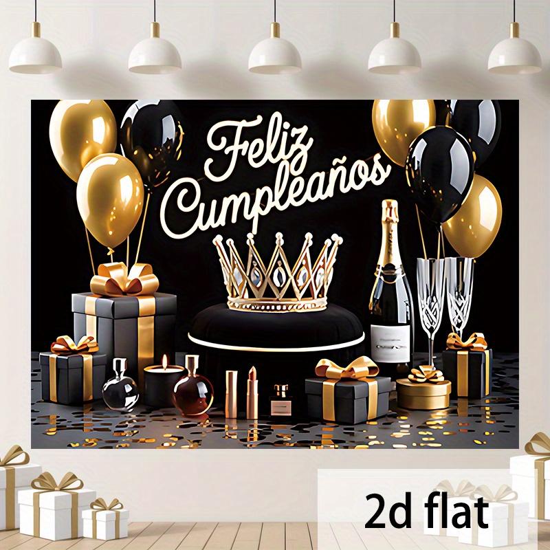 2D Flat 1 Piece Luxury Birthday Party Backdrop Banner for Living Room, Bedroom, Office - All Season Home and Party Decoration