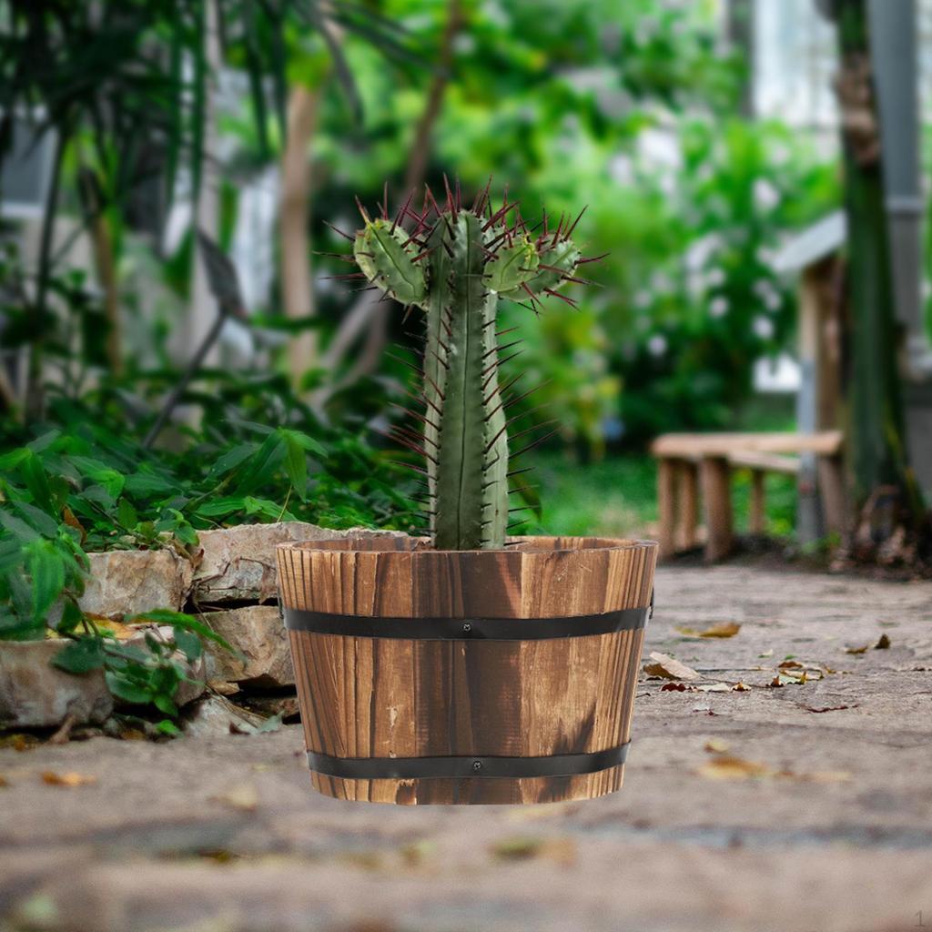 Dřevěné květinové hlavy sudové květináče s drenážním otvorem pro okenní truhlíky