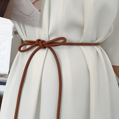 Solid Color Leather Thin Belt Waist Chain Sweater Strap Fashion Waist Closing Decorative  Women