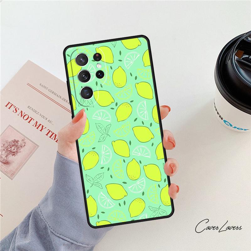 Tropical Summer Fruit Lemon phone case For Samsung Galaxy S24 S25 S23 S22 Ultra Note 10 20 Plus S20 S21 FE Cover