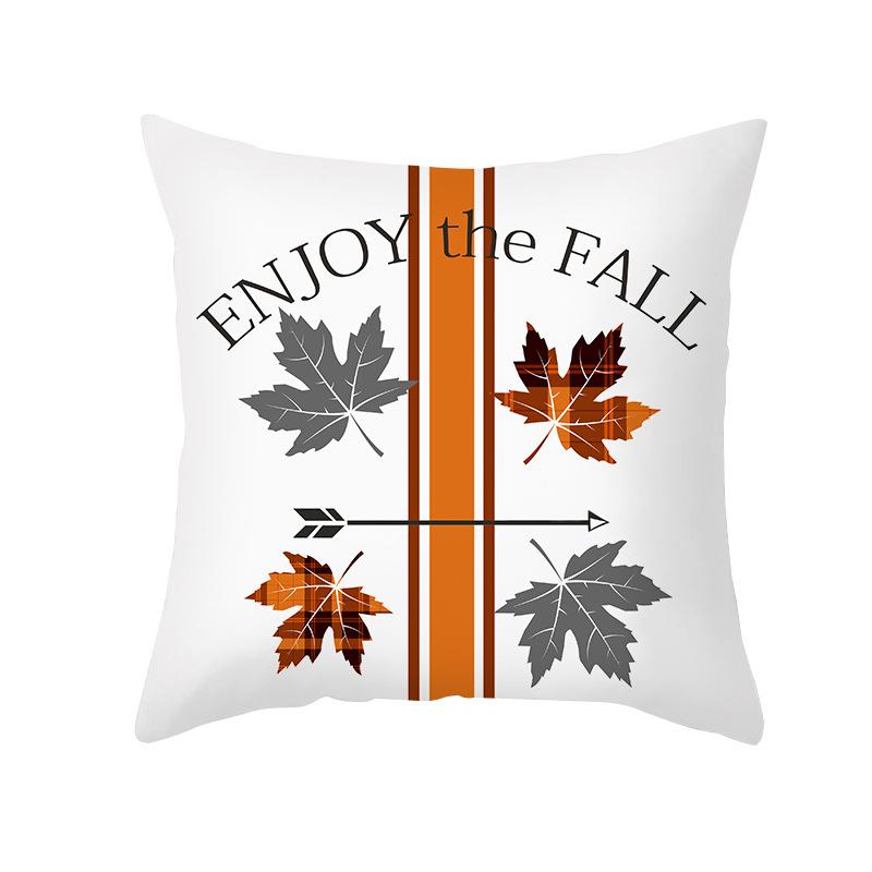 New Style Pillow Cover Autumn Maple Leaf Sofa Cushion Home Supplies Peach Skin Cushion Cover