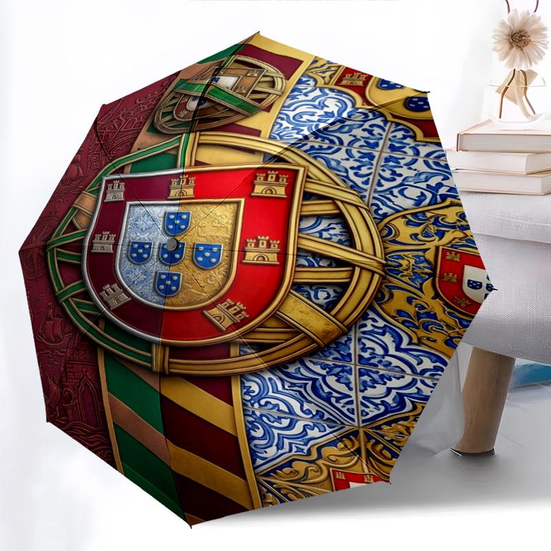 Portuguese Heritage Royal Symbols Folding umbrella durable Suitable for all seasons Three folds light Umbrella