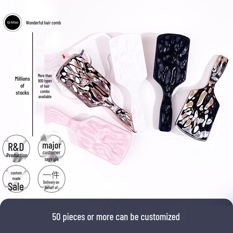 

Electroplated Scalp Massage Paddle Brush - Smooth Hair Styling & Water Ripple Comb.