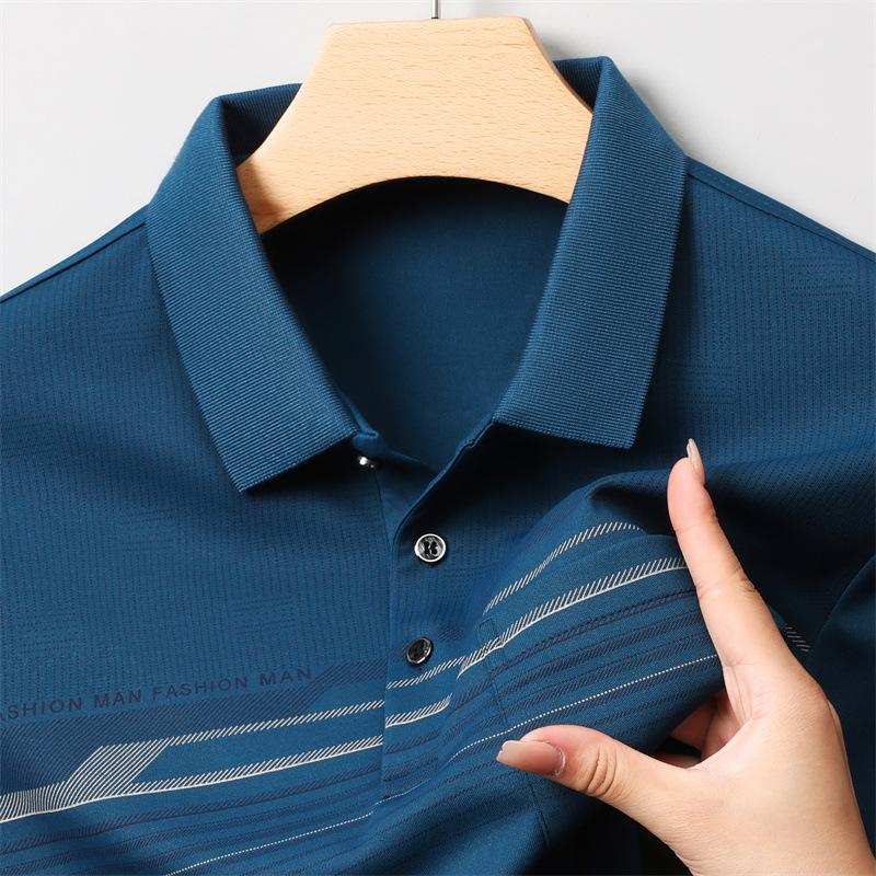 

Мужская футболка-поло с длинным рукавом, футболка высокого класса в стиле business casual, полосатая, с настоящим карманом, отложным воротником 4XL синий