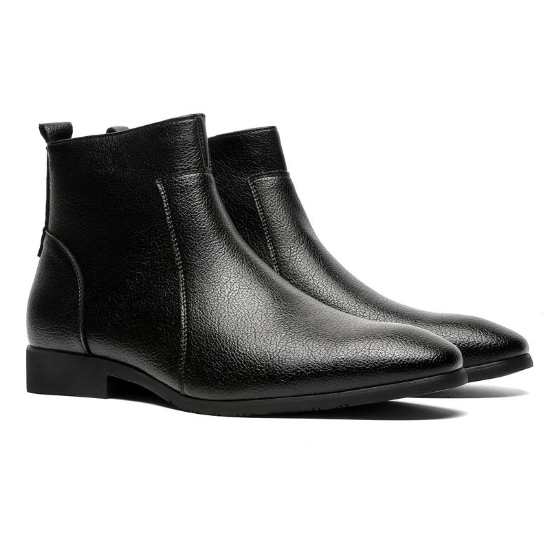 Fashion Vintage Style Business Boots Luxury Brand Side Zipper Men Chelsea Boots Casual Footwear All-match High Quality Brown Ankle Boots