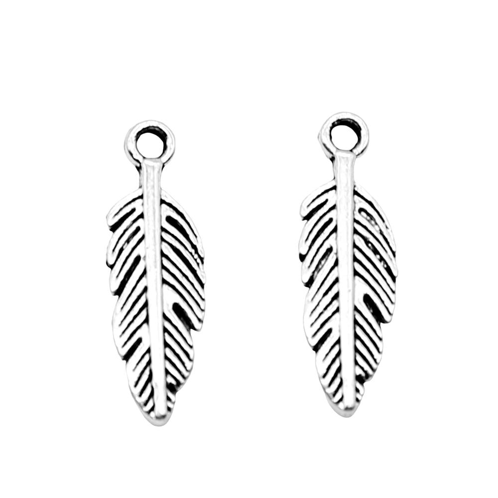 

40шт подвески с перьями античное серебро цвет цинковый сплав 15х5мм