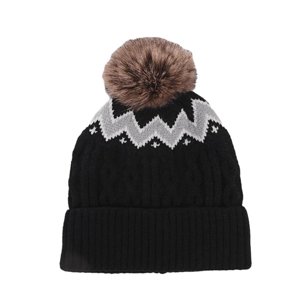 Thickened Knitted Hat with Pompom Winter Hat Warm Warm Cap  Men